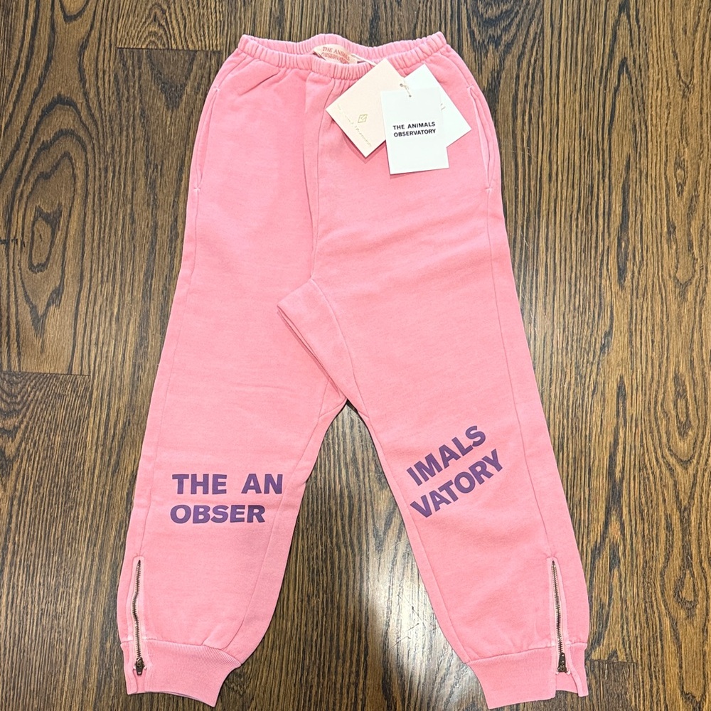 The Animals Observatory Pink and Purple Girls Sweatpants with Zippers.